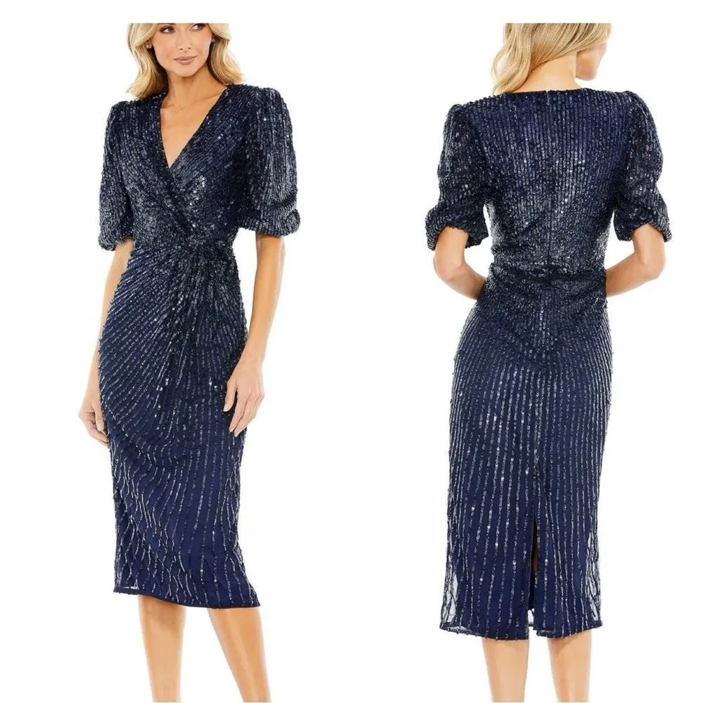 NWT‎ Mac Duggal Midnight sequin midi dress style 5578 size 8 women's - Image 2