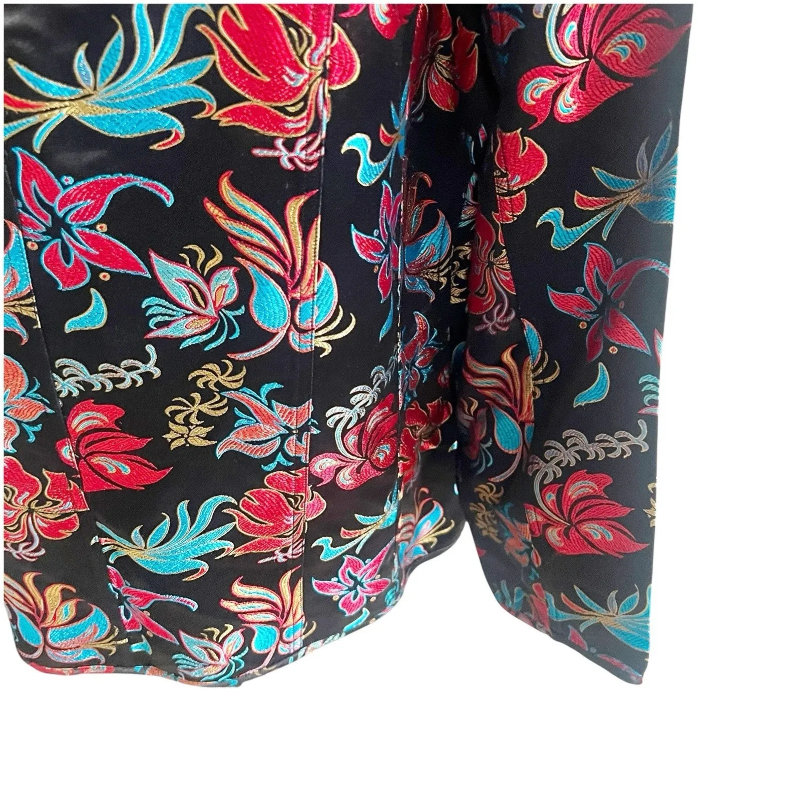 Chico’s Asian Inspired Brocade Jacket Mandarin Collar Silk Blend Size 3/Large - Image 4