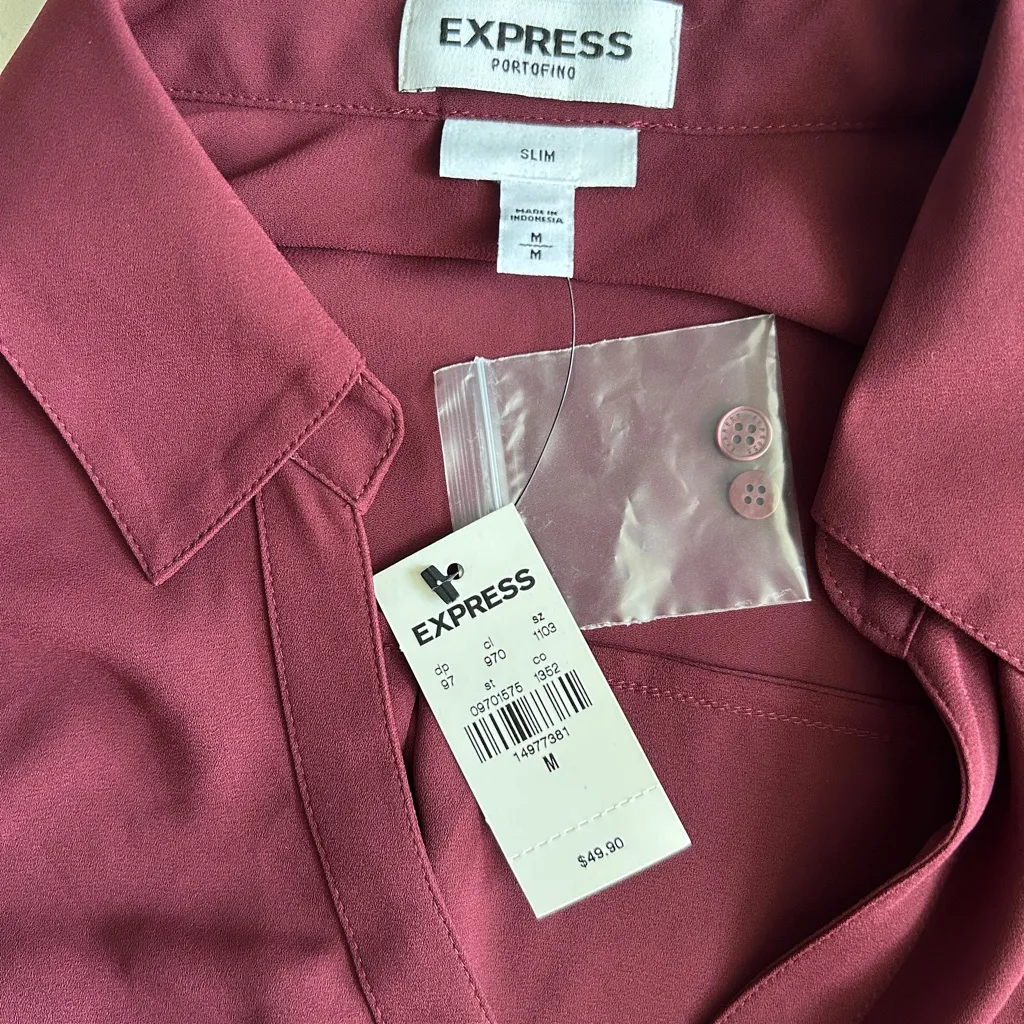EXPRESS NWT  Red Button Down Blouse - Image 2