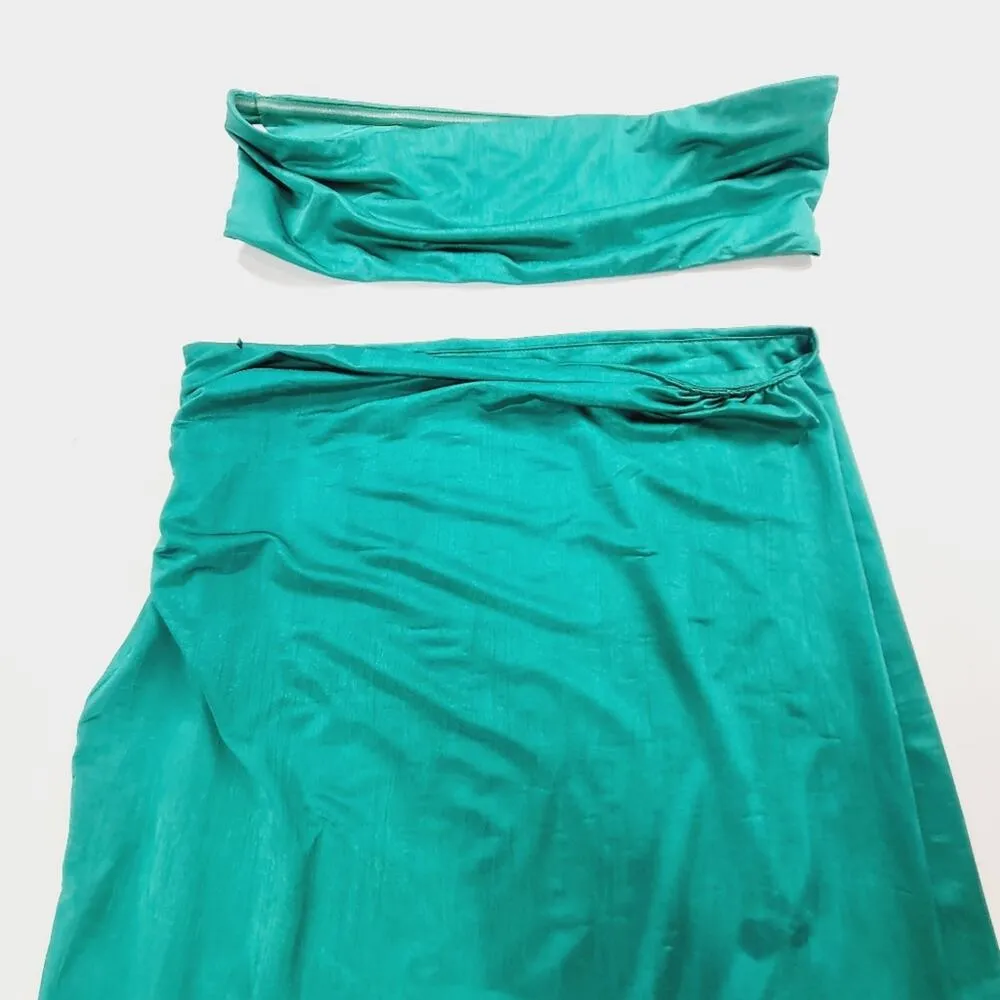 Superdown Karolyna Maxi Skirt Set in Teal Large - Image 3