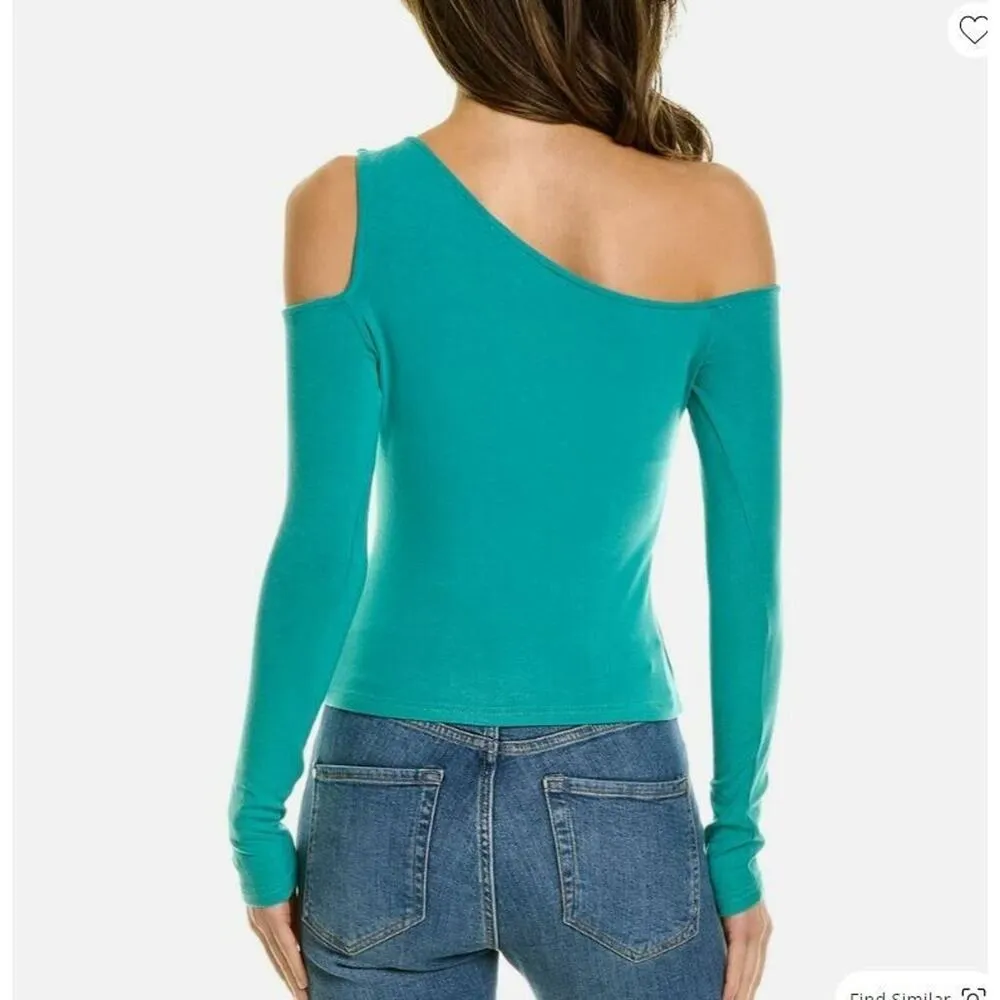 New WeWoreWhat Cold Shoulder Top Long Sleeve Knit Rayon Teal Green Size XL NWT - Image 3