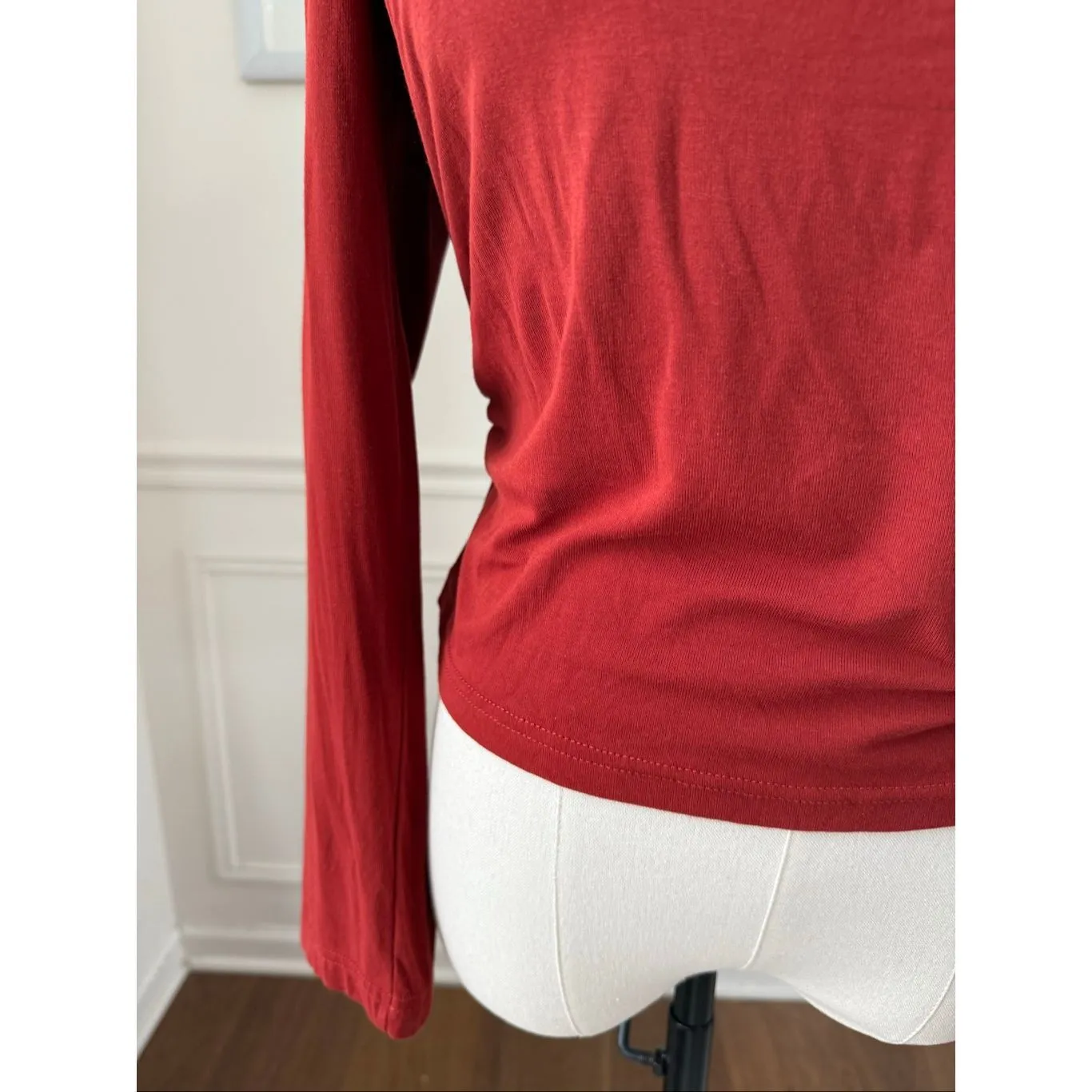 OGL Move Brami Rust Square Neck Long Sleeve Ruched Top L Red Size L - Image 4
