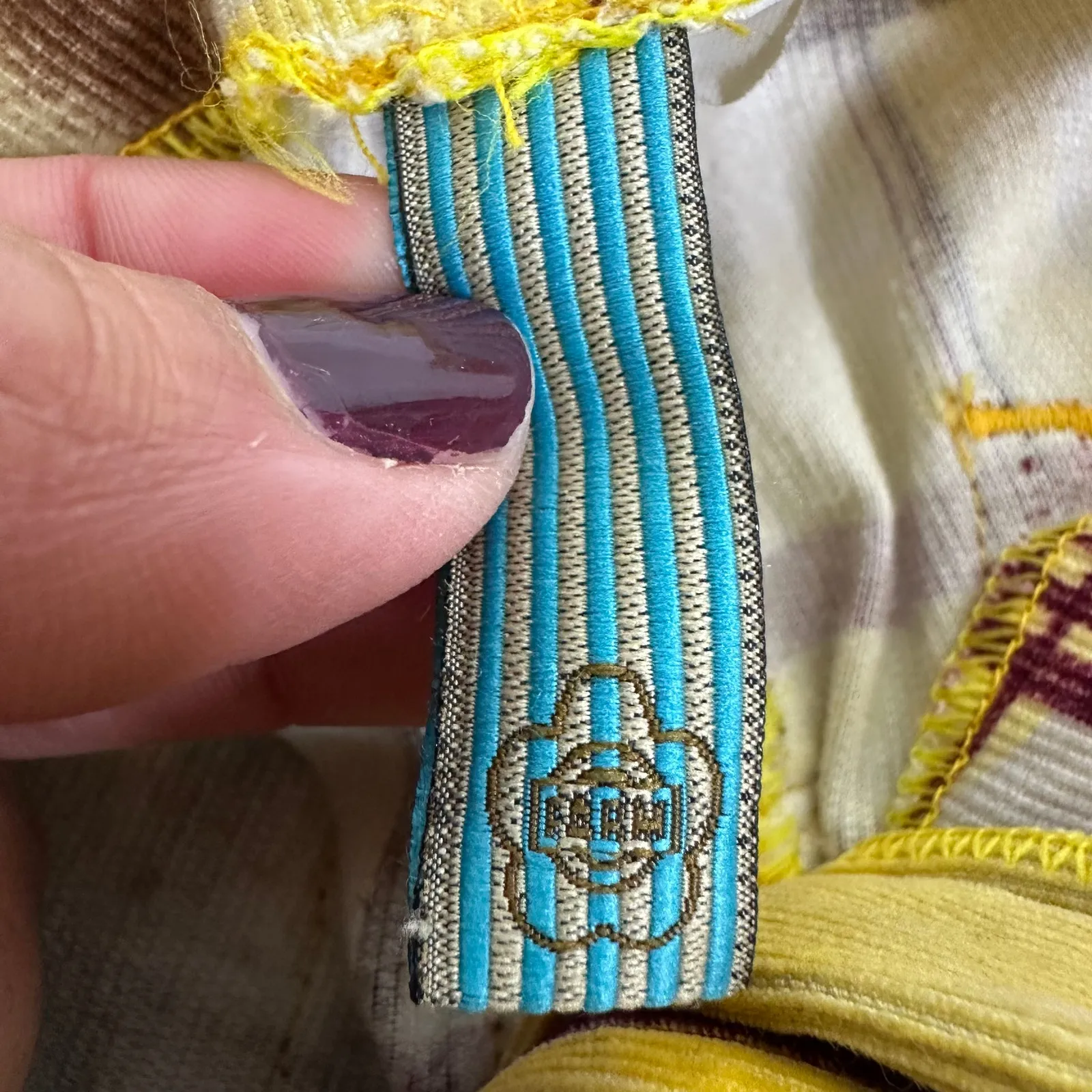 Farm Rio Yellow Plaid Low Rise Flare Pants Y2K Women’s US Small - Image 6