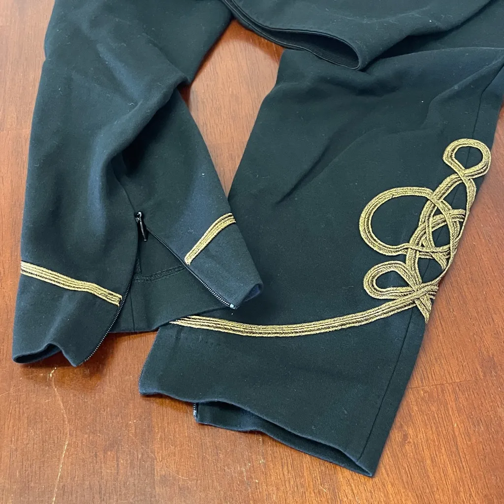 Polo Ralph Lauren womens black pull on pants with gold rope details size Medium - Image 3