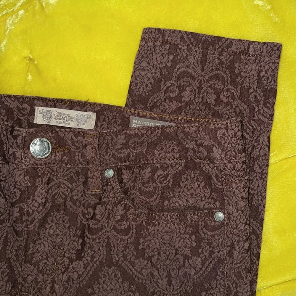 Vintage America Collection Size 8 Maroon Paisley Ankle Length Pants - Image 3