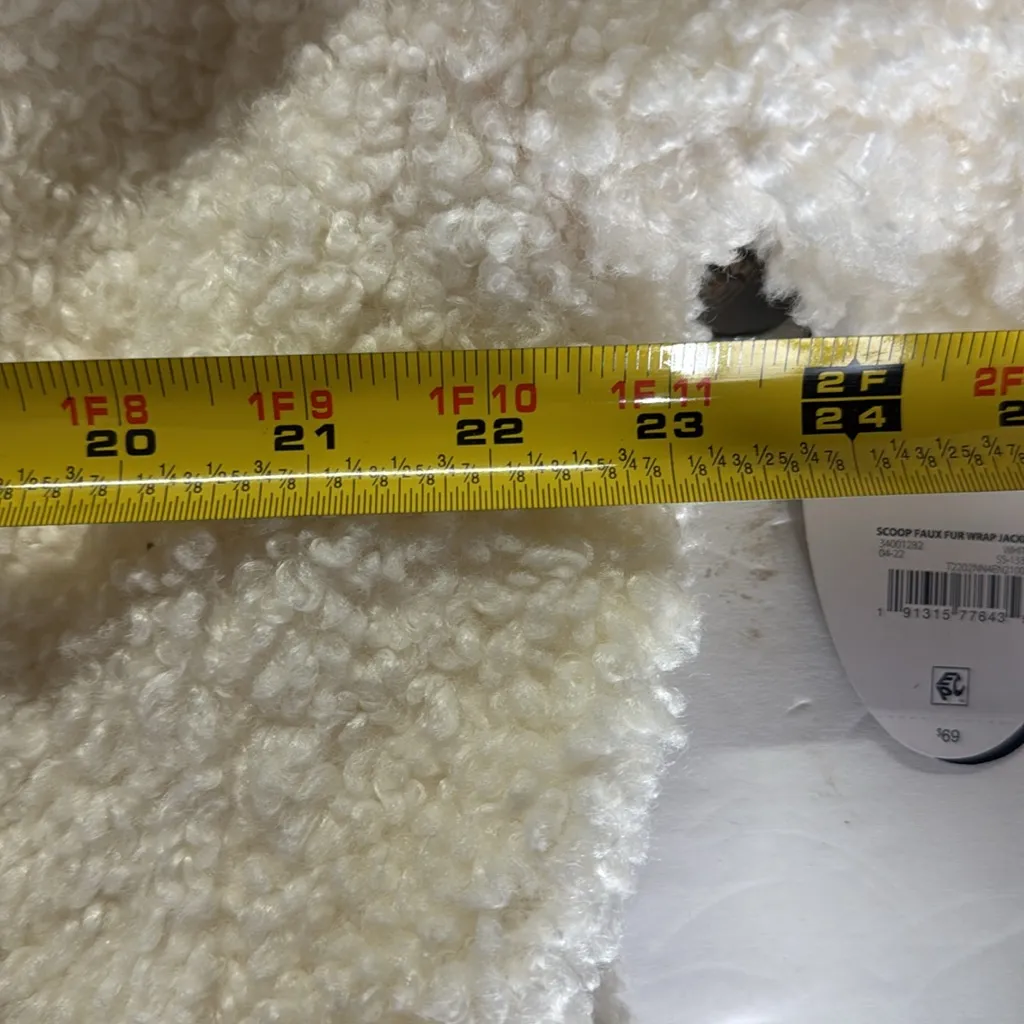 Scoop NYC Women's Cozy Cream Teddy coat Sherpa mid calf L new shawl collar Size L - Image 13