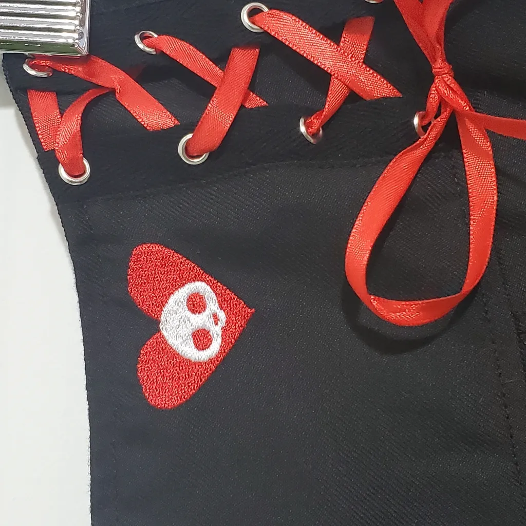 Hot Topic Skelanimals Plaid Contrast Pleated Skull Skirt Black Red ‎ Size SM - Image 3