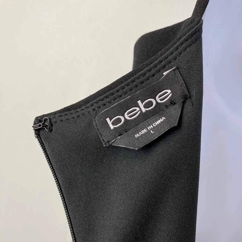 Bebe Black Bebe Open Leg Slits Scuba Jumpsuit Large NWT - Image 11