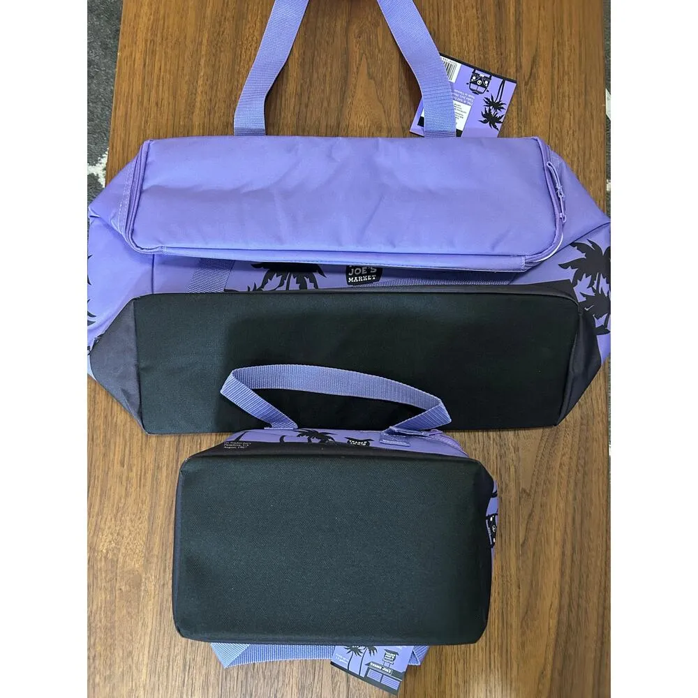 NWT Trader Joes Insulated Bag Cooler Set Reusable Lavender 1 Large & 1 mini Purple - Image 4