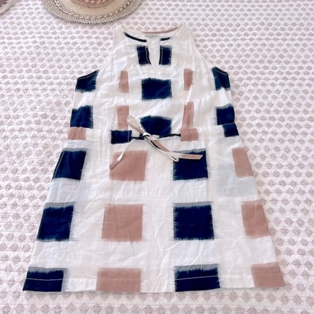 Anthropologie The Odells Yarn-Dyed Henley Shirt Dress Ikat Print Navy Small - Image 8