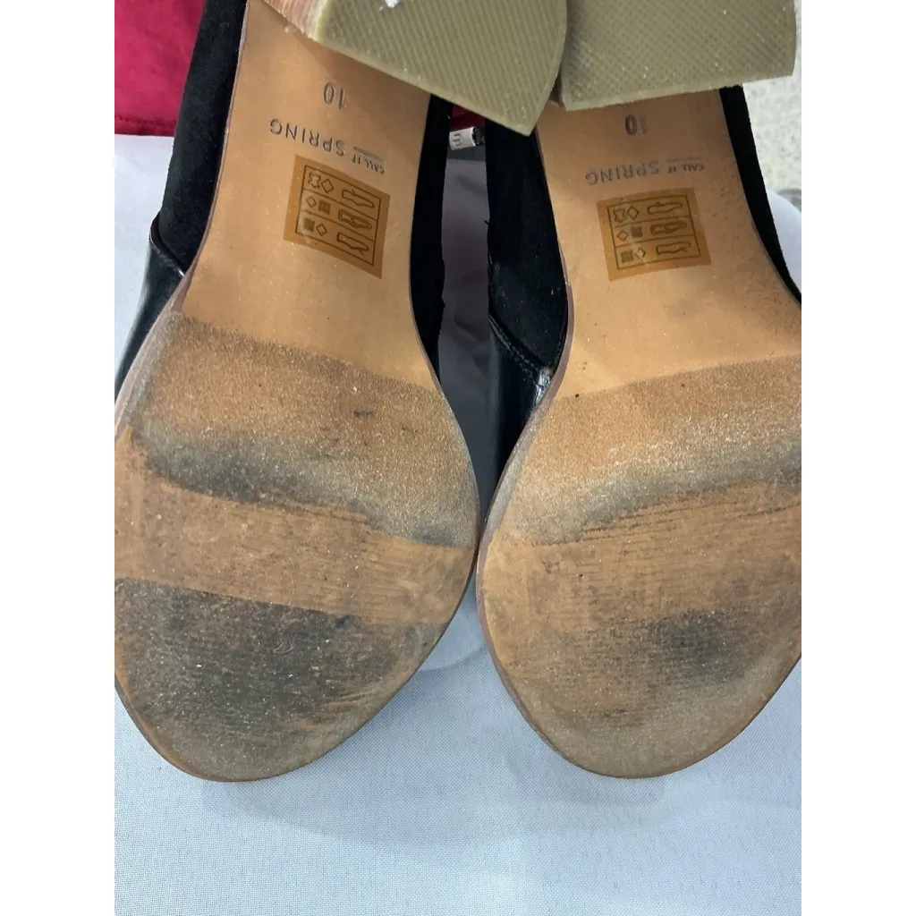 Womans Call It Spring Ankle Boots 10 Black Side Zip Block Heel - Image 9