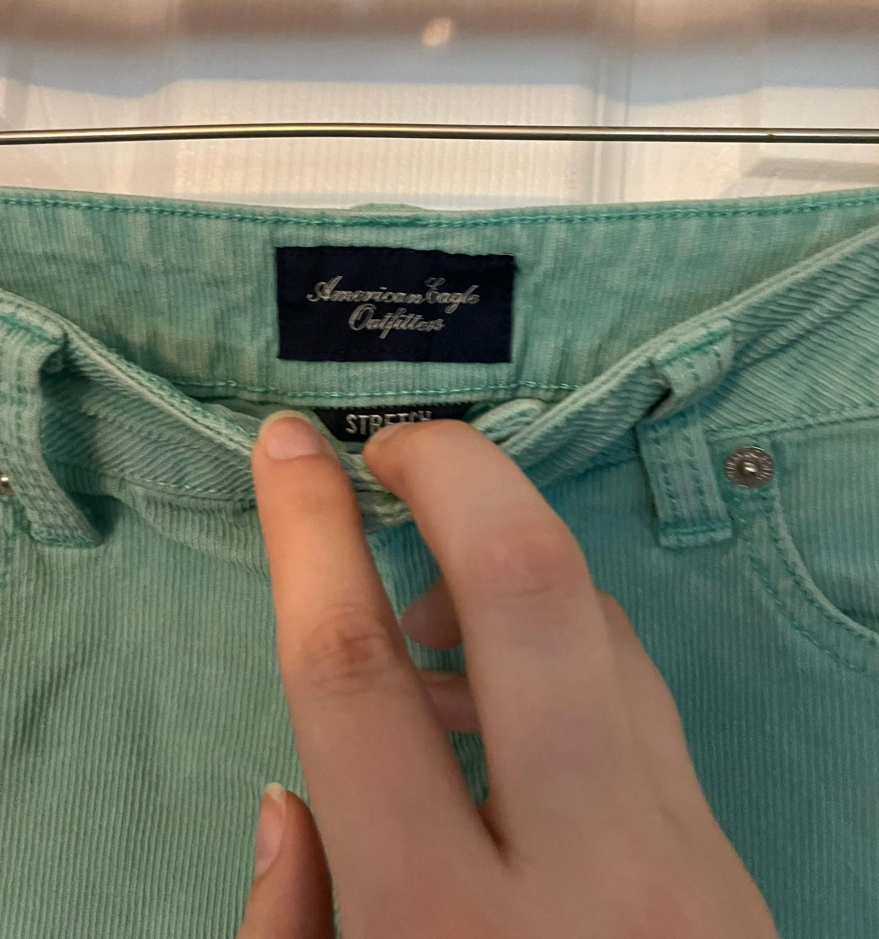 American Eagle Y2K AEO Mint Corduroy Midi Shorts - Image 3