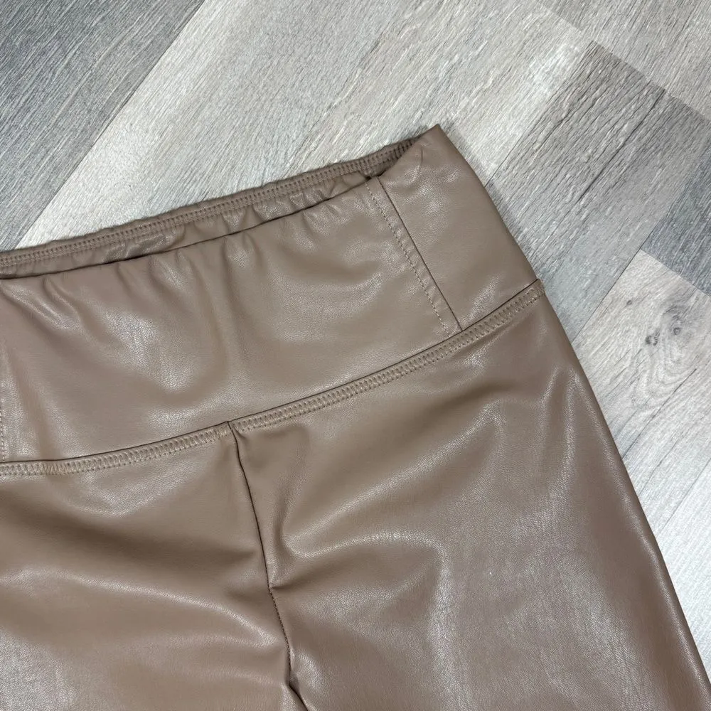 Bagatelle Collection Faux Leather Leggings Mocha Brown‎ Medium Pull On - Image 6