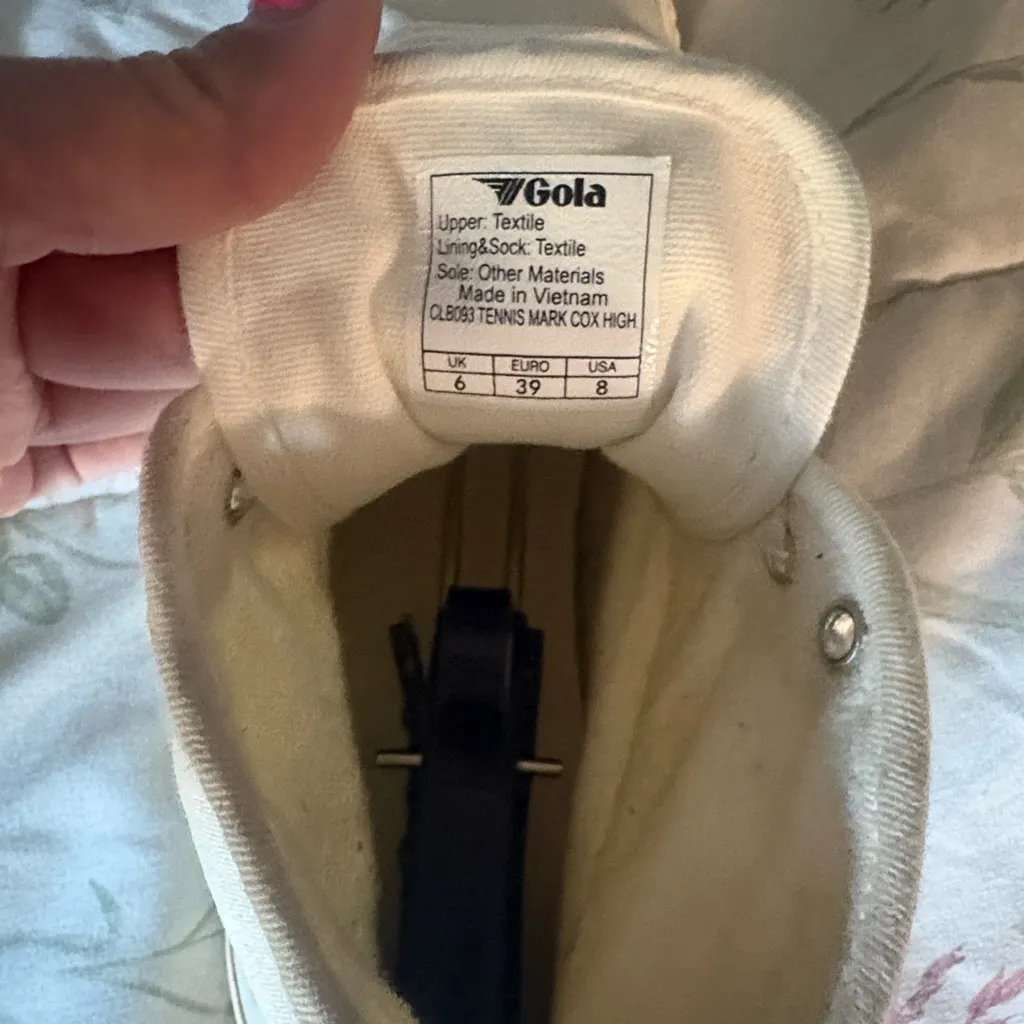 Gola Tennis Mark Cox High Top White Canvas Sneakers Leopard Women's Size 8 - Image 4