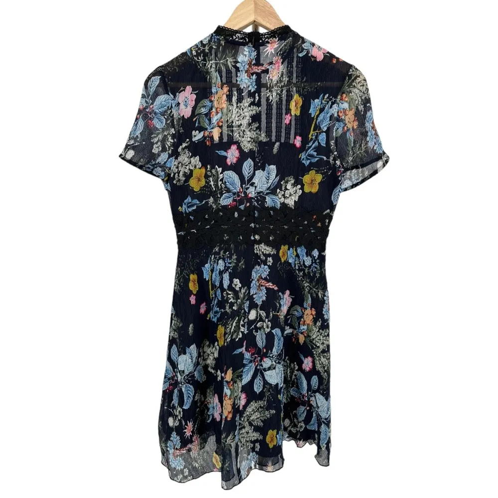 Foxiedox Juniper Floral High Neck Mini Dress size XS Lace Inset - Image 10