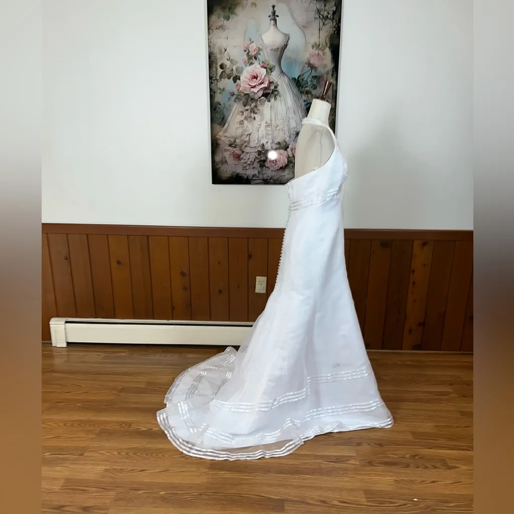 Gorgeous New Galina Satin Trim Organza Wedding Gown & Veil! - Image 4