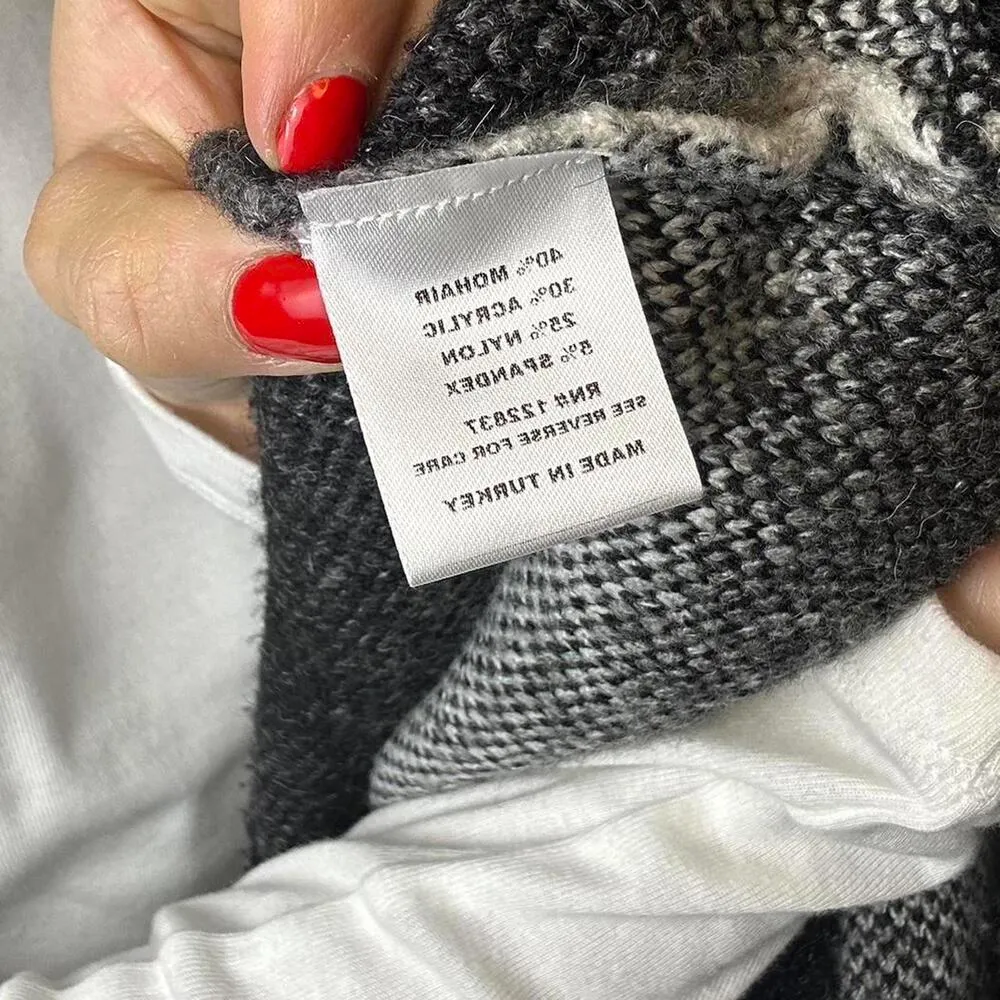 Soft, fuzzy black & white sweater with big funky buttons - Image 4