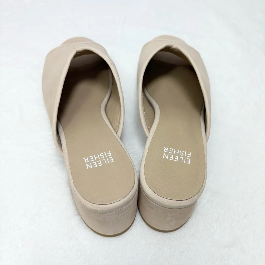 Eileen Fisher Fala tumbled nubuck mule heels tan- beige color open toe size 8.5 - Image 8