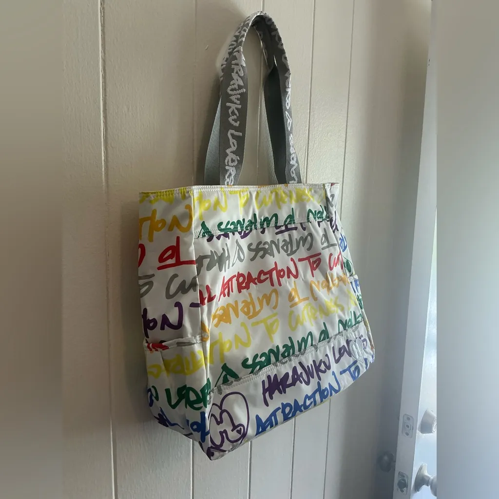 Rare HTF Vintage Y2K Harajuku Lovers Nylon Gwen Stefani XLarge Tote Handbag Bag - Image 4