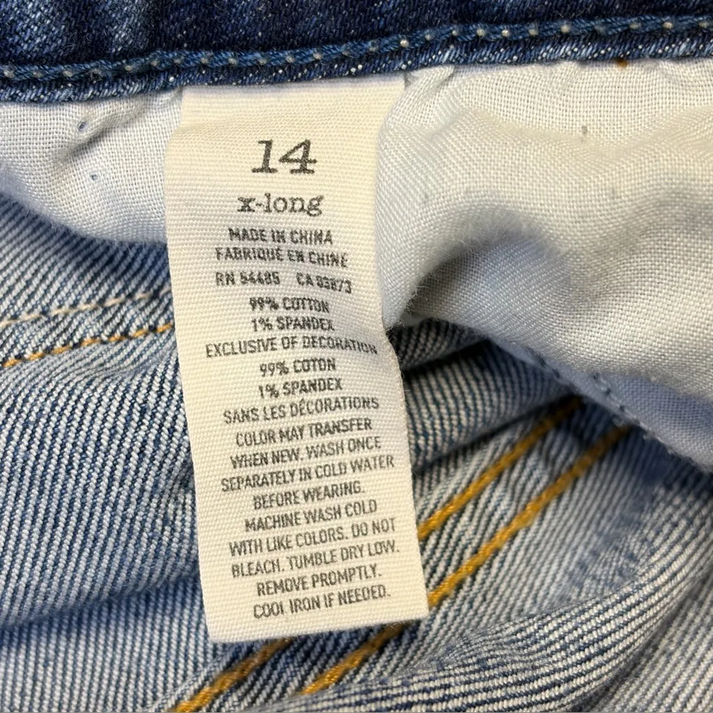 2011 American Eagle Straight Jeans Women’s 14 X-Long Stretch Blue Denim - Image 11