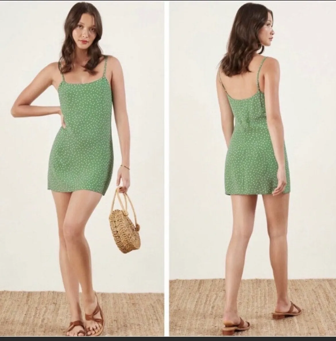 Green Polka Dot Slip Mini Dress - Image 2