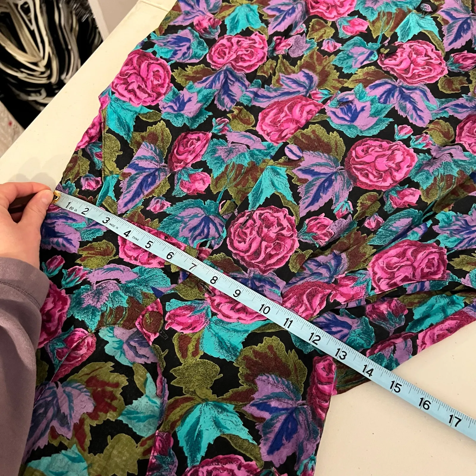 Vintage Handmade Bright Floral Print Sleeveless Button Front Midi Dress XS/Small - Image 8