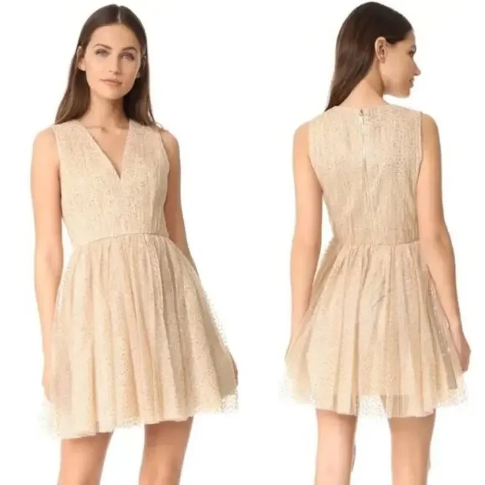 💕ALICE + OLIVIA💕 Monica Tulle Party Dress  ~ Natural Gold Glitter 4 NWT - Image 4