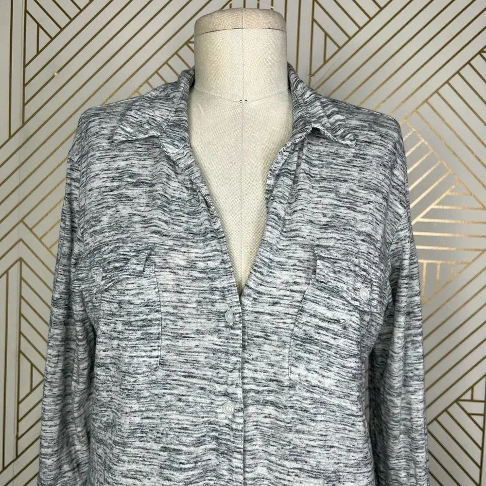 James‎ Perse Melange Button Down Top in Gray Size 2 / US Medium - Image 6