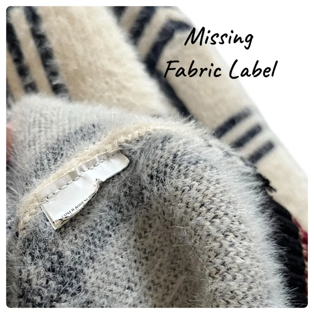 Mango MNG  Casual Fuzzy Knit Checkered Mock Neck Sweater Size Medium - Image 9