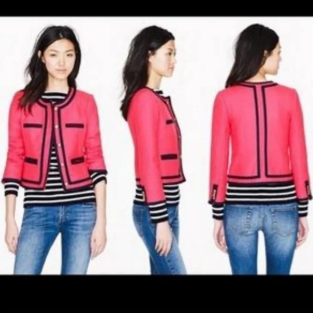 J. Crew Pink Navy Classic Brass Button Cropped Blazer sz 8 - Image 3