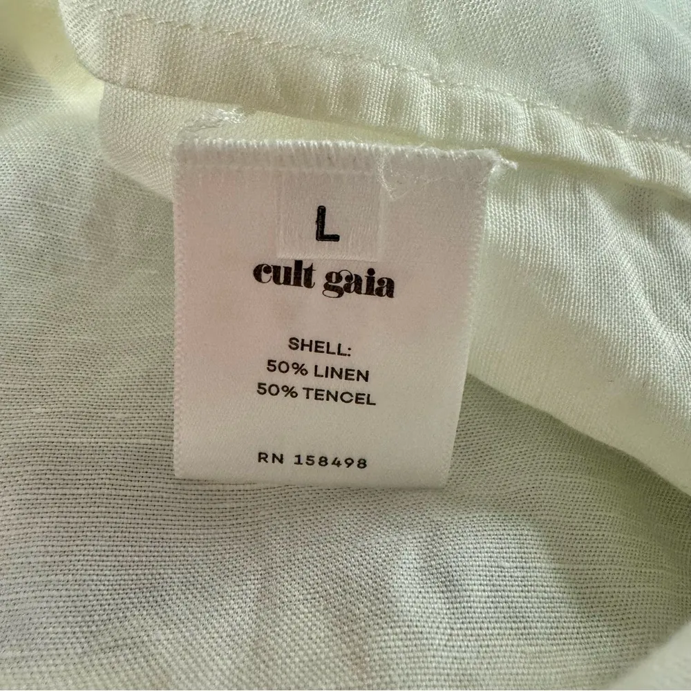 Cult Gaia Kittie Short Sleeve Tunic Top Linen Tencel Blend Off White Large L - Image 10