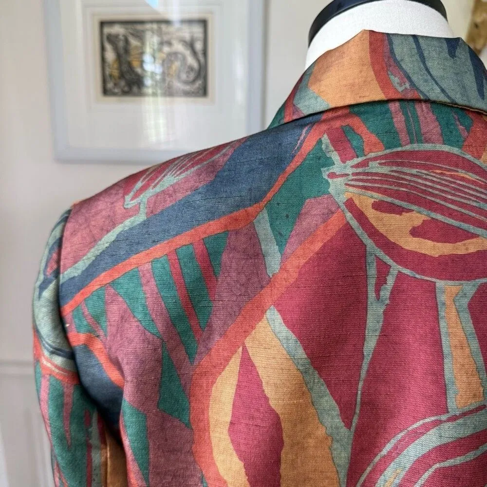 Vintage 90s Marshall Rousso Las Vegas Bold Pattern Oversize Blazer L Red Size L - Image 6