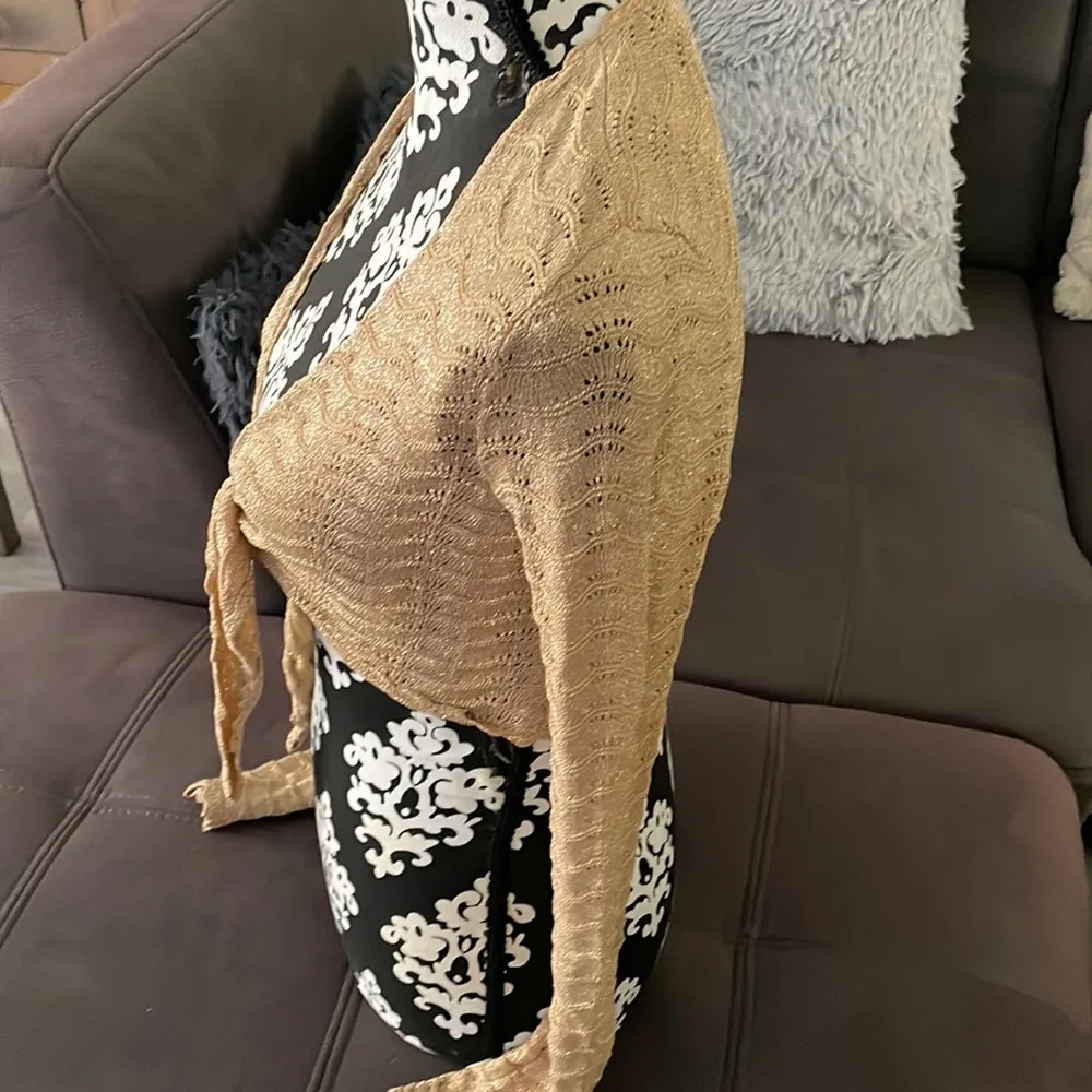 INC International Concepts Shiny Gold Color Dressy Cardigan Size Small - Image 4