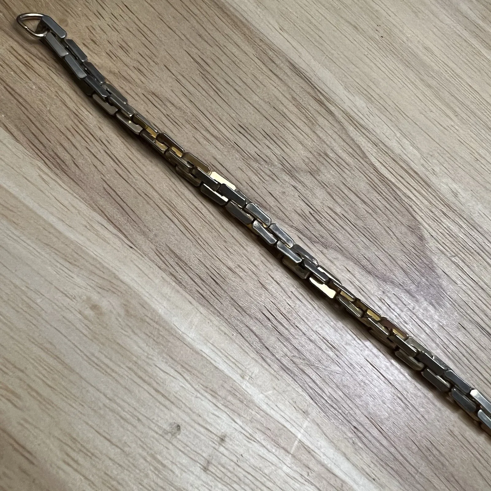 Vintage Designer Artisan Box Link Chain Bracelet 8" Gold Tone - Image 11