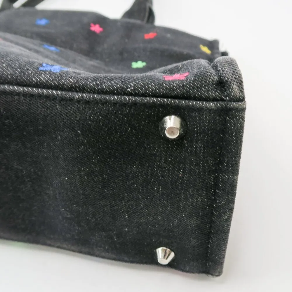 Vintage 90s Preston & York Denim Embroidered Flower Tote Bag Purse - Image 7