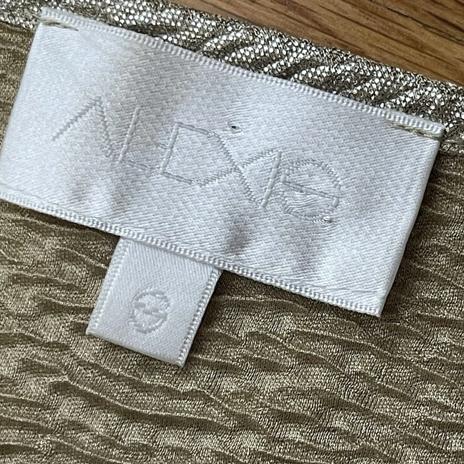 ALEXIS Crinkle Drop Waist Mini Dress Small Gold Party Holiday Tie Balloon Sleeve - Image 6