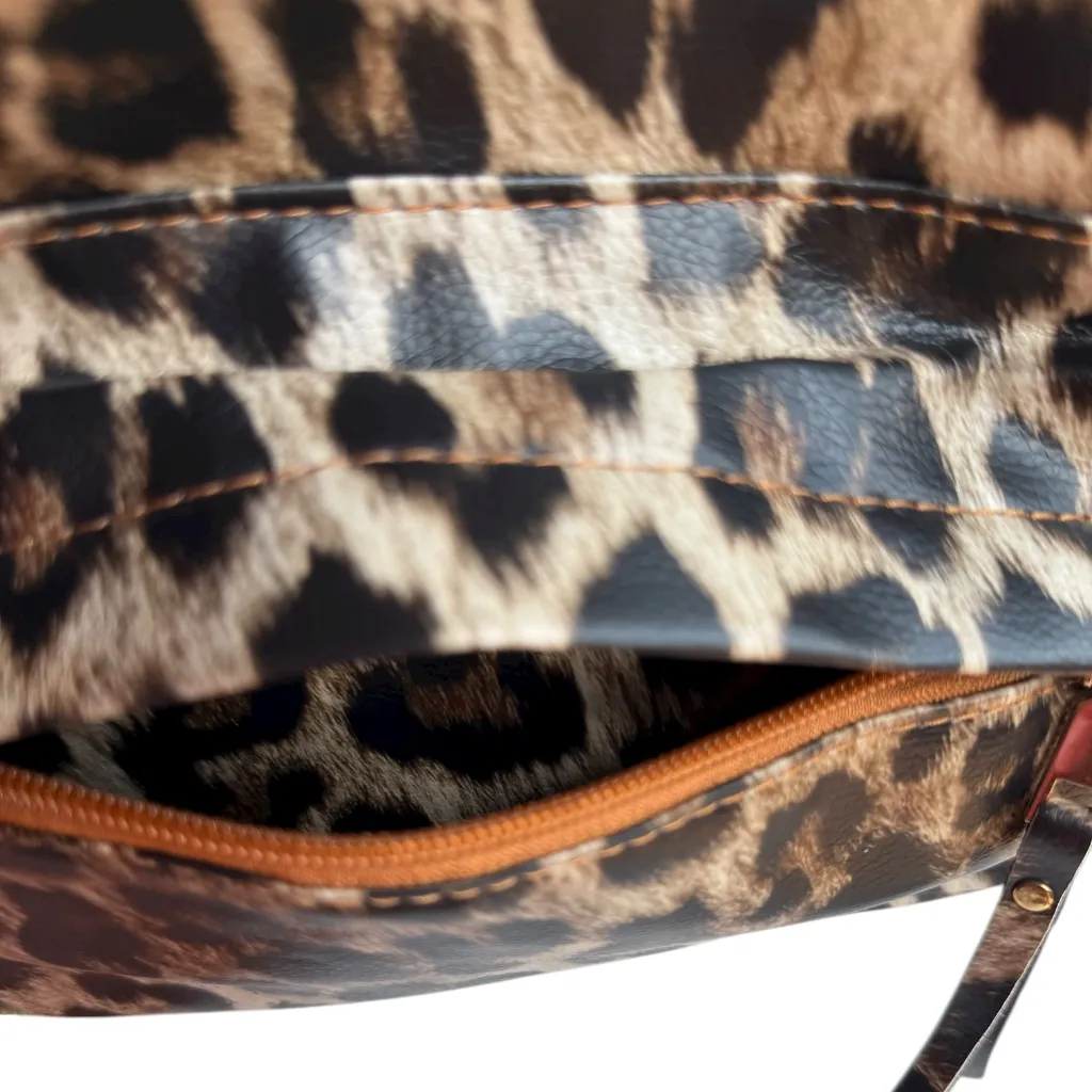 Leopard Print Backpack with Additional Strap‎ Black - Image 11