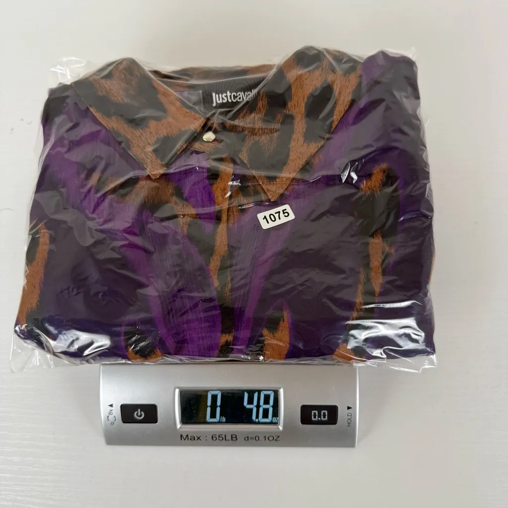 Just Cavalli  Purple Leopard Button Down Blouse - Image 13