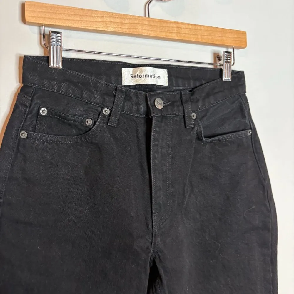 Reformation Julia Crop High Cigarette Jean in Black - Image 3