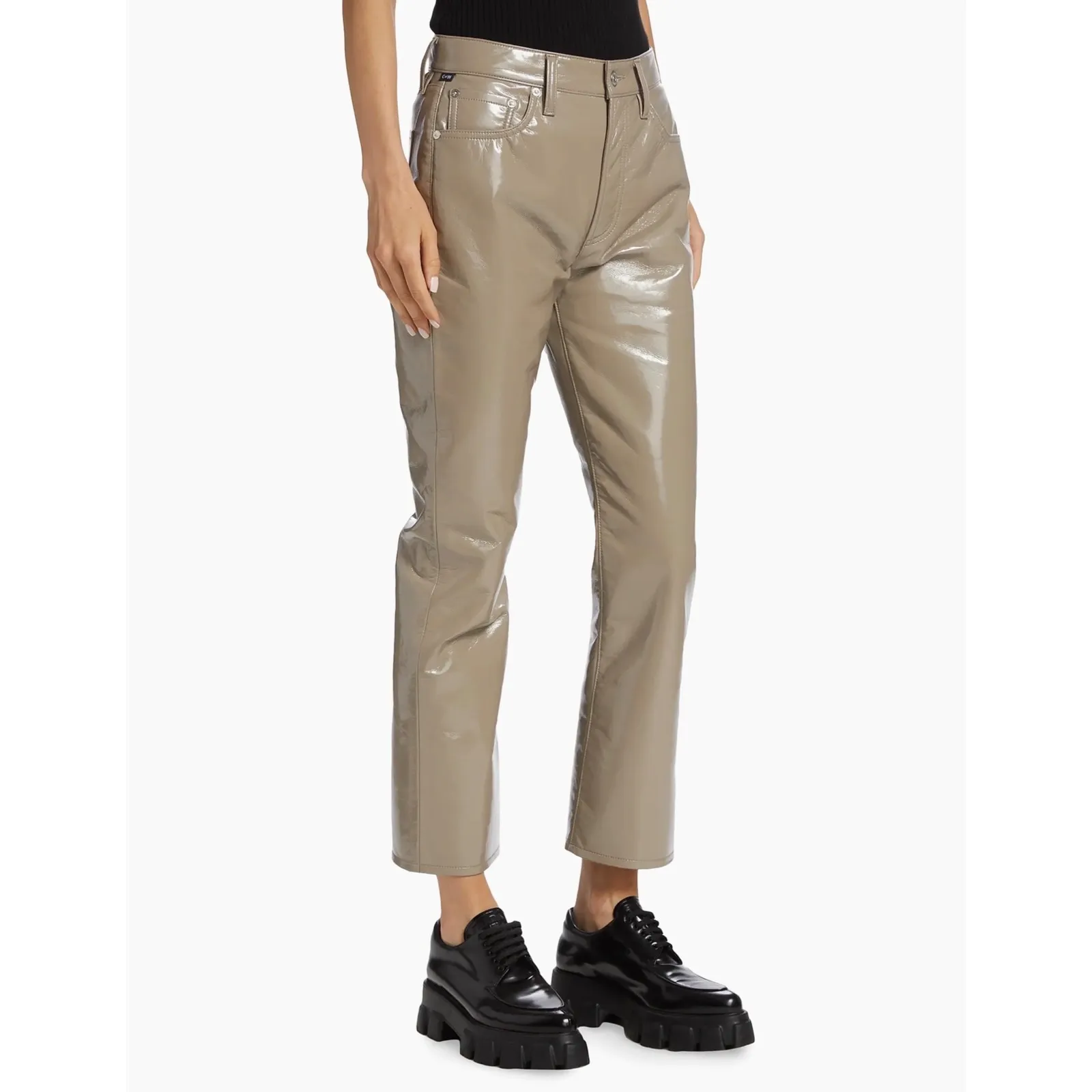 New! Citizens of Humanity
Isola Patent Leather Bootcut Pants in Tan Sz 27 $448 - Image 5