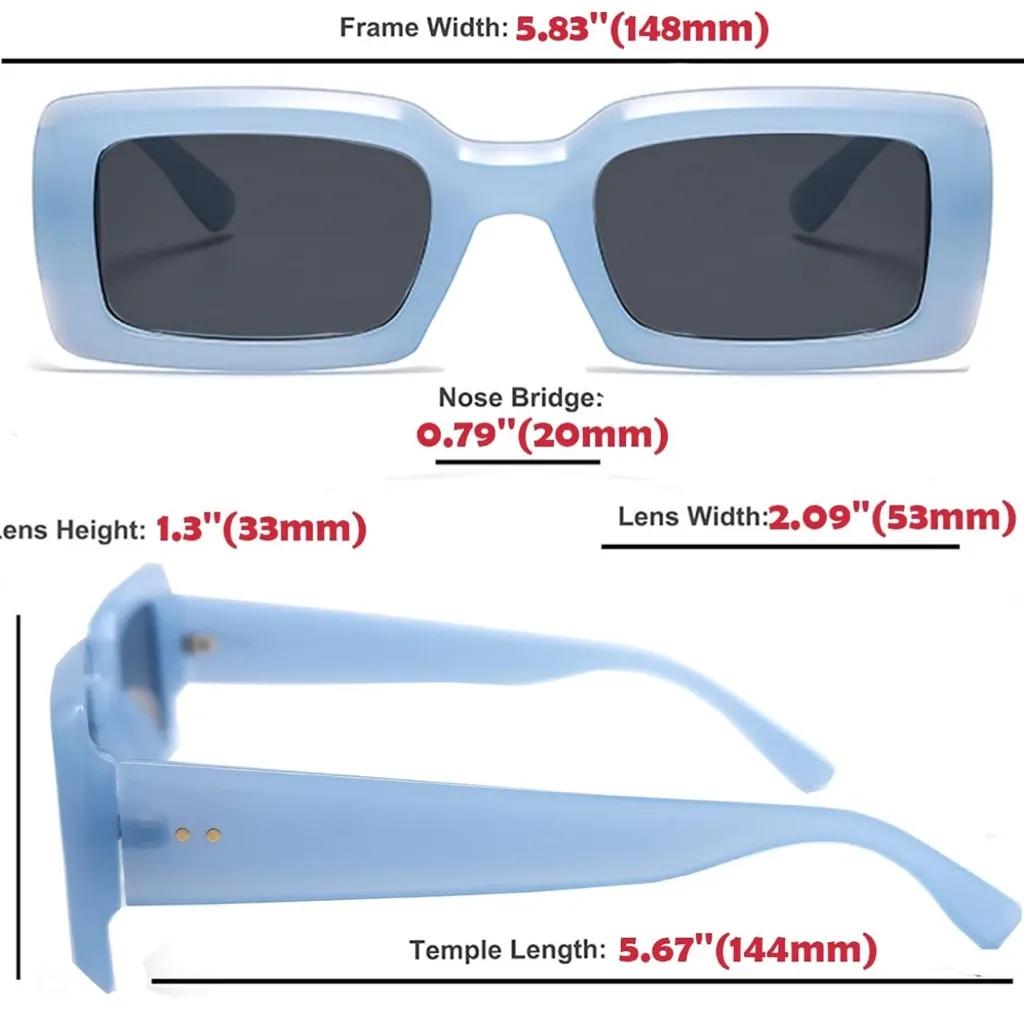 NWT Trendy Blue‎ Unisex Rectangle 90s Sunglasses Blue - Image 4