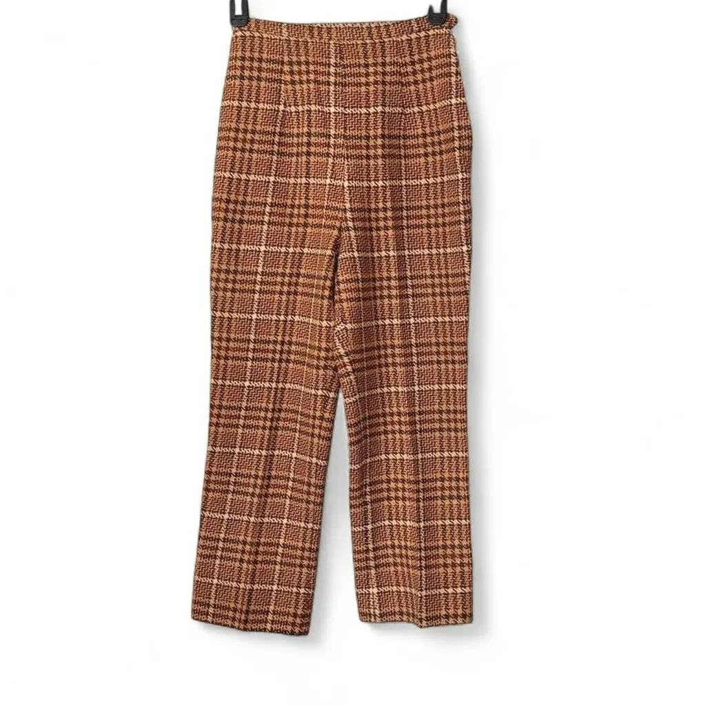 Vintage 60s Tweed Cigarette Pants Brown Size 23 - Image 2