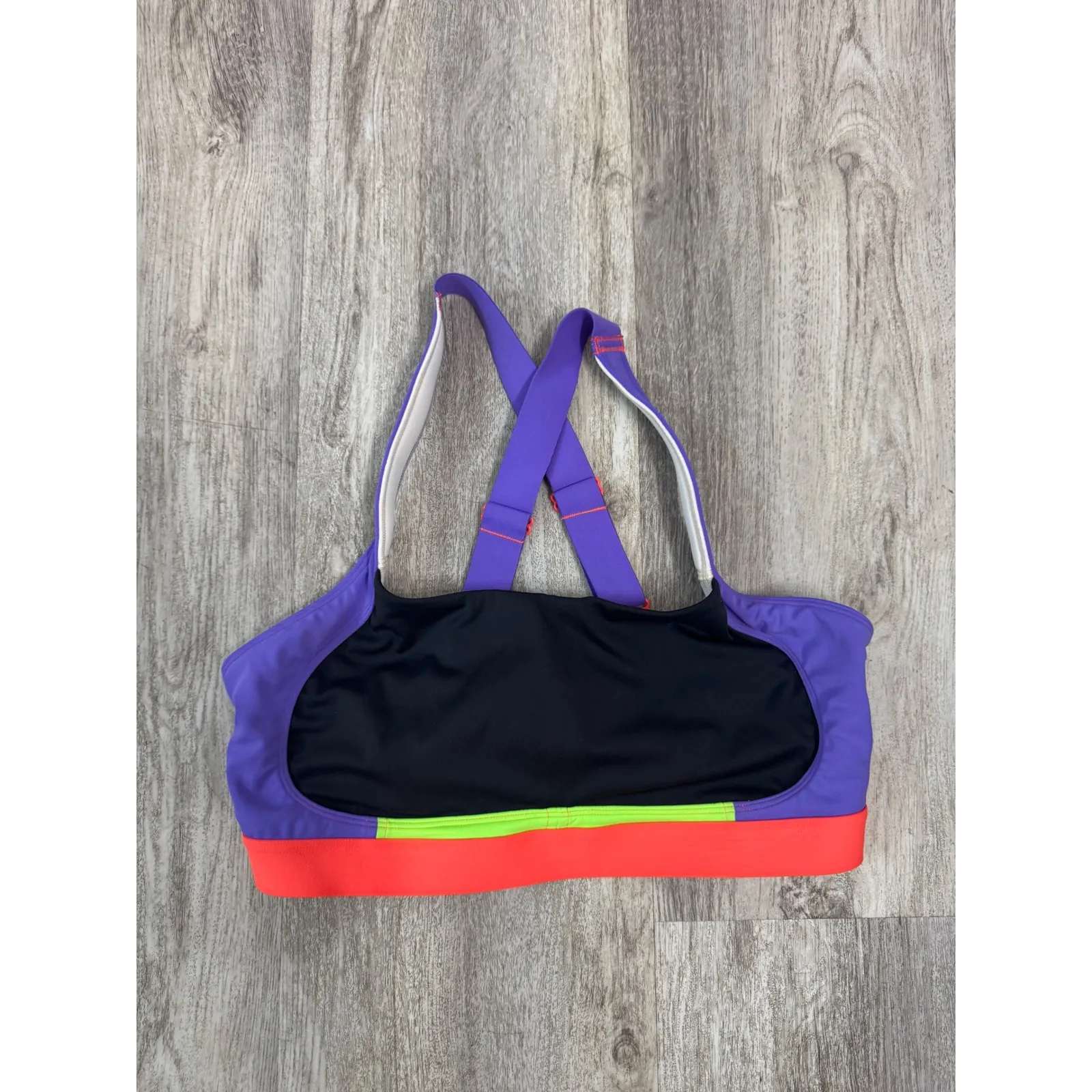 VITALITY The Joey and Kelsey Efit Sport Bra Neon Crisscross Straps Size XL Purple - Image 2