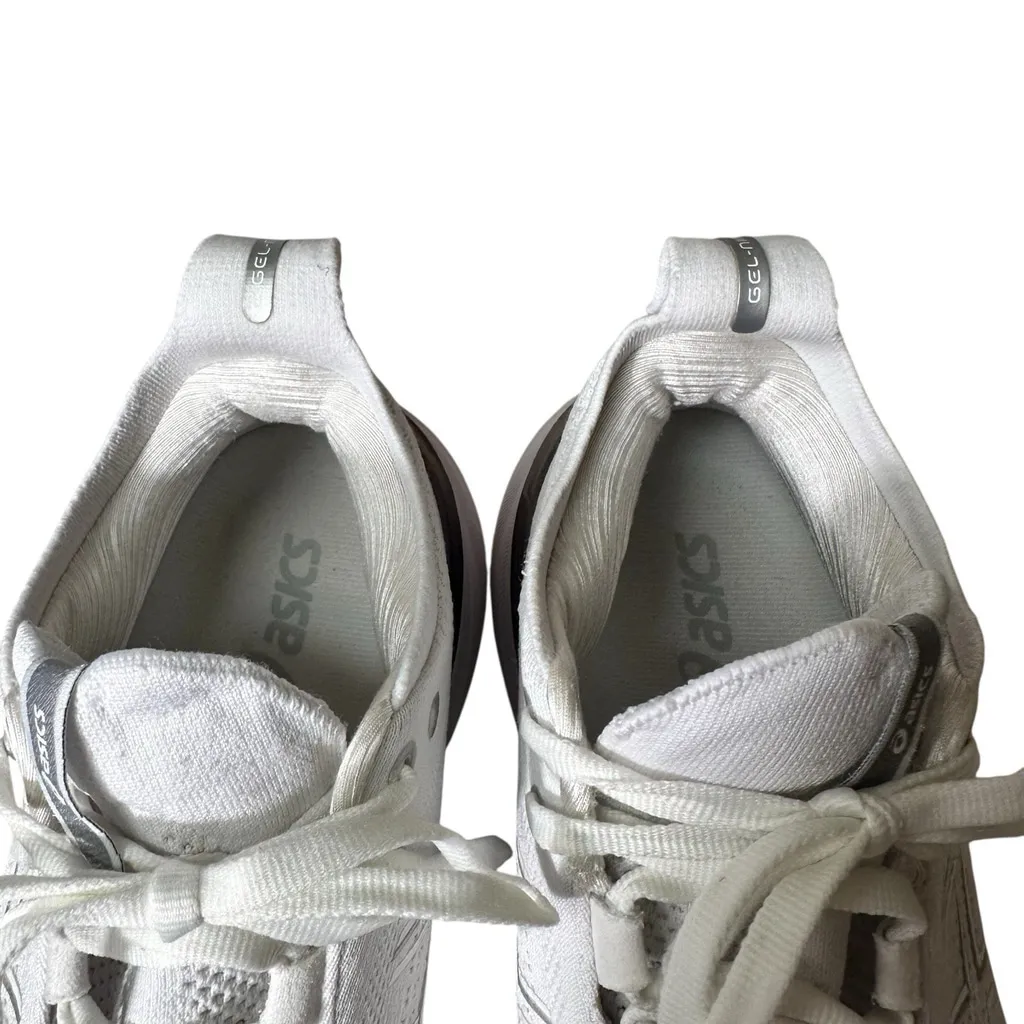 Asics Gel Nimbus 26 Performance Running Shoes Women's 7.5 White Platinum Silver - Image 11