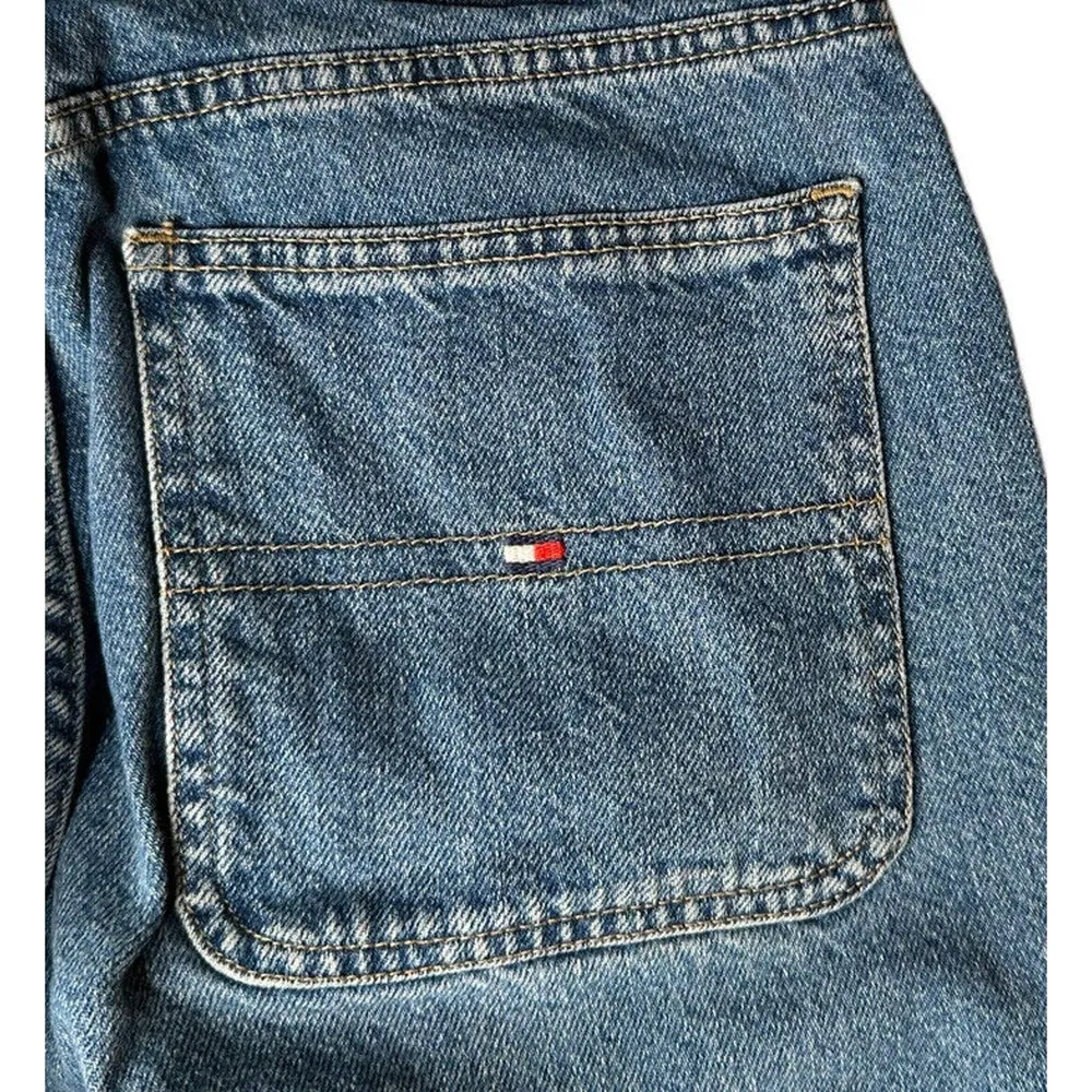 Vtg Tommy Hilfiger TH Embroidered Logo Waistband Straightleg Jeans Y2K Womens 6 - Image 8