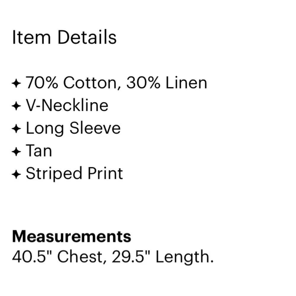 Anthropologie Left Of Center Brown Striped Linen Blend V Neck Sweater S Fall - Image 3