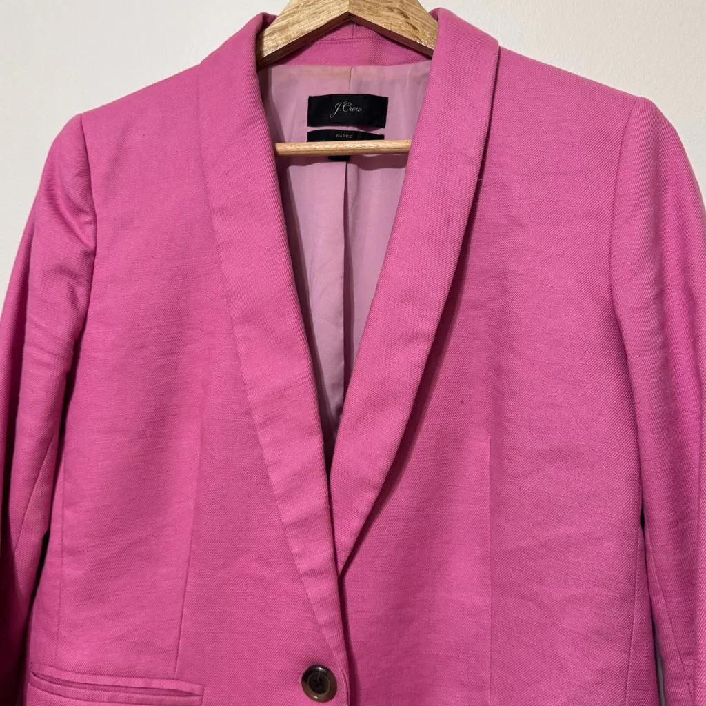 J. Crew Parke Pink Blazer Jacket Size 8 Linen - Image 5
