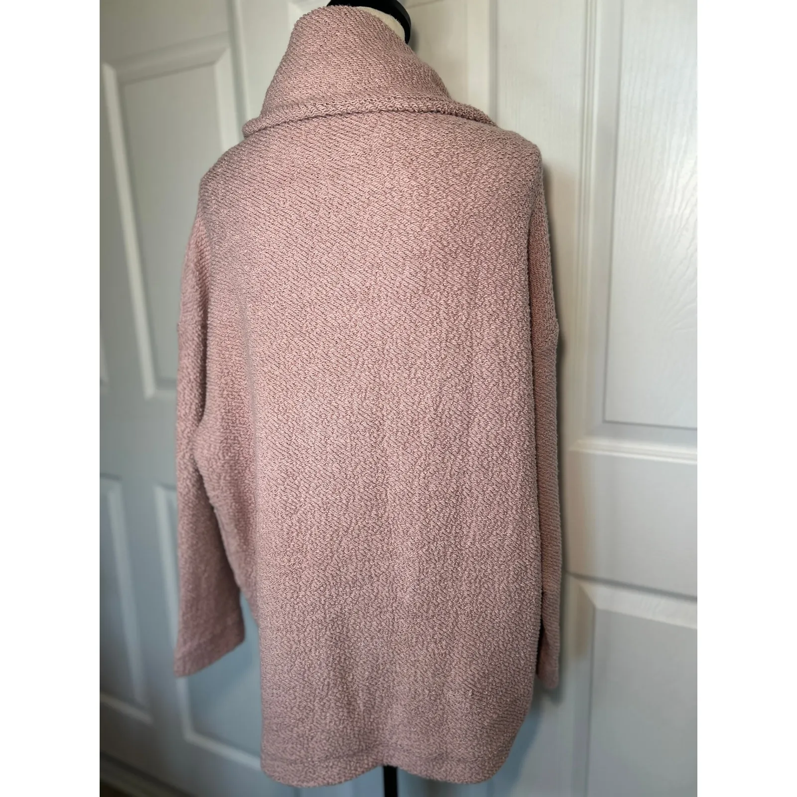 Free People Beach Anya Tunic Sweater Pink Off‎ Shoulder Boucle Knit NWT Small - Image 5