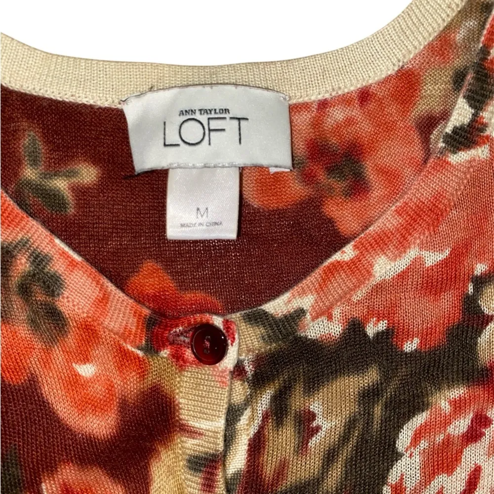 floral print maroon thin button up cardigan - Image 4