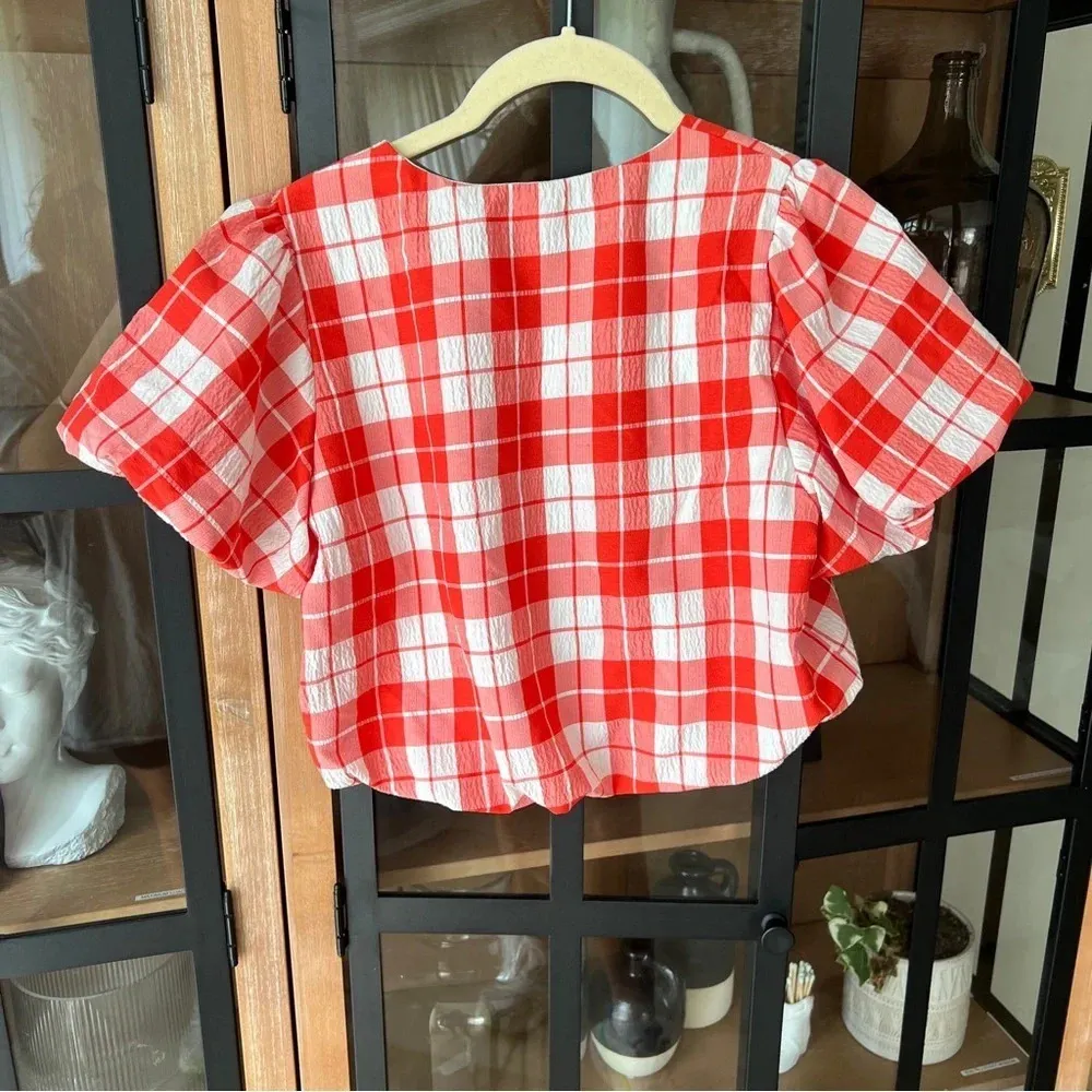 Show Me Your Mumu Bubble Highland Crop Top Picnic Plaid Americana short sleeve - Image 6